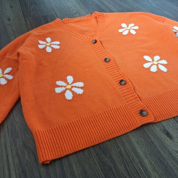 💙 Sweater Cardigan Oversized Floral Design Size L/XL Grandmacore Girly - Picture 2 of 8